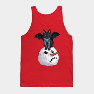 Halloween Vampurr Cat Sitting on a Snowman Head Tank Top